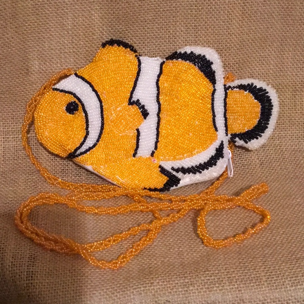 Finding Nemo Clown Fish Beaded Purse Braided Strap